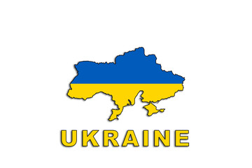 Fototapeta premium Ukraine, nation outline with blue and yellow flag colors, illustrated logo with national symbols, state silhouette and cultural identity, patriotic design, national pride, freedom concept.
