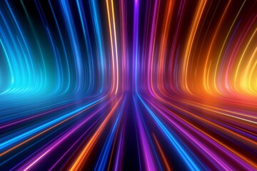 Abstract background with glowing lines and bokeh in the dark, generative Ai