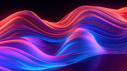 Fototapeta premium Abstract background of purple and red wavy lines on the black background. Created with Generative Ai Technology