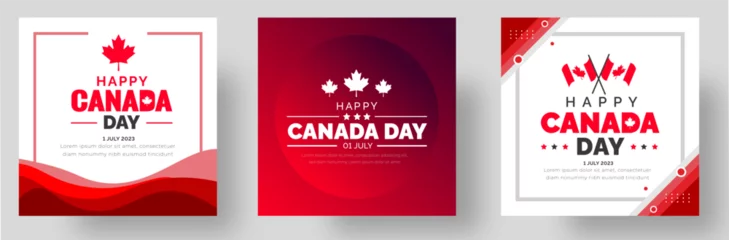Fotobehang Happy Canada day social media post banner, sticker design template set celebrated in 1 july. canada independence day banner or background bundle. © Neelrong