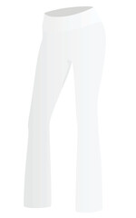White flared loose pants. vector