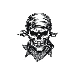 vector vintage monochrome killer skull smoking cigar