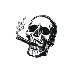 vector vintage monochrome killer skull smoking cigar