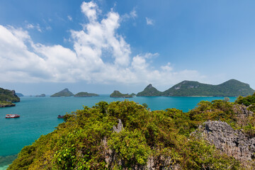 tropical paradise,Bird eye view of Angthong national marine park, koh Samui, Suratthani, Thailand.