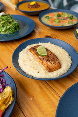 plate with food, restaurant shot.