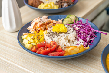 plate with food, restaurant shot.