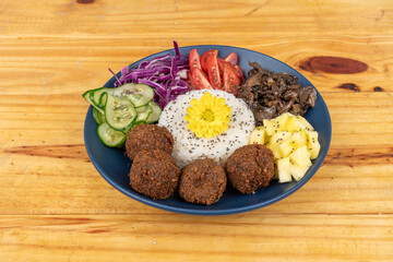 plate with food, restaurant shot.