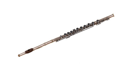 silver music flute isolated on white background © serikbaib