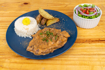 plate with food, restaurant shot.