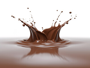 Elegant Liquid Chocolate crown splash in a pool of liquid chocolate. Generative A.I.
