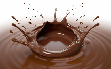 Crown splash of liquid chocolate with ripples. Generative A.I. - obrazy, fototapety, plakaty