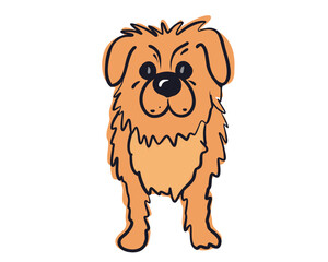 Red cute dog. Vector illustration in flat style