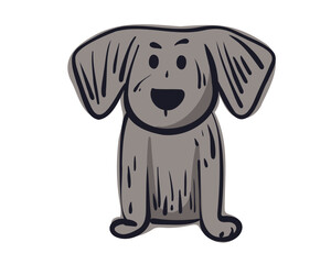 Happy cartoon puppy sitting. Flat vector illustration