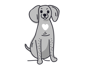 Happy cartoon puppy sitting. Flat vector illustration