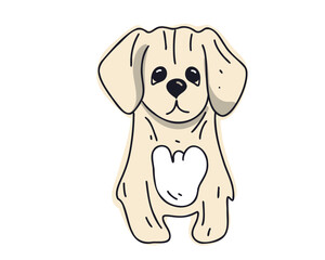 Cute dog, doodle and flat vector illustration