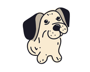 cartoon puppy sitting. Flat vector illustration