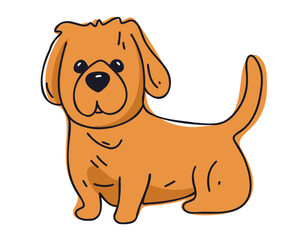 Obraz premium Little red dog, flat vector illustration