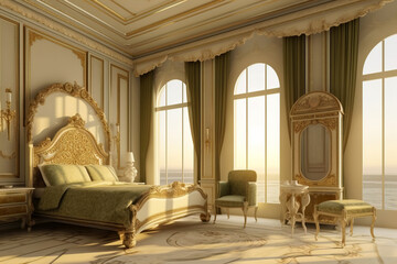 Rococo bedroom. Generative A.I.