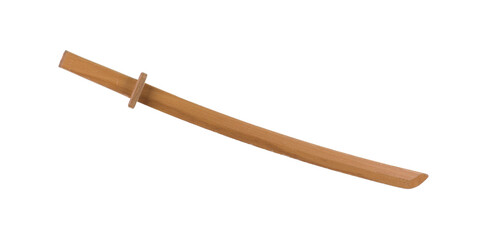 wooden japanese katana sword isolated on white background