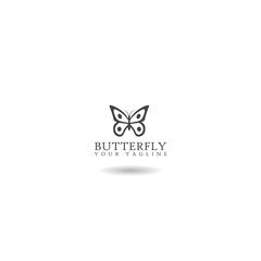 Butterfly logo template icon with shadow