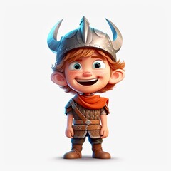 Cute boy 3D style, viking warrior - generative AI illustration