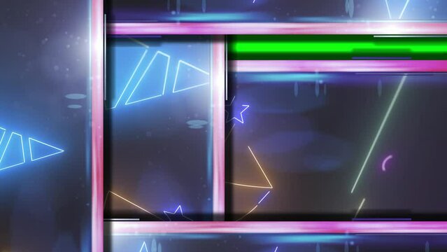 christmas tree in neon lines animation with moving square or rectangle. holiday backdrop with green screen