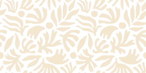 Abstract nature art leaf collage shape seamless pattern. Trendy contemporary cutout background illustration. Natural organic plant leaves artwork wallpaper print. Vintage botanical summer texture.
