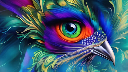 Fototapeta na wymiar Big blue fantasy bird eye. Generative AI.