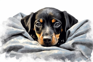 Pamper dog in bed. Generative AI