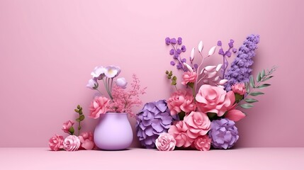 flowers decoration background 3D. Generative AI