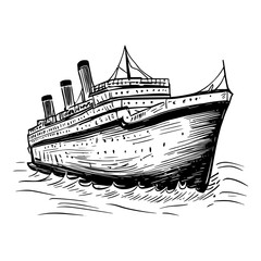 A breathtaking hand-drawn illustration of a titanic, showcasing its intricate details and grandeur. A must-have for art collectors and fans of epic designs.