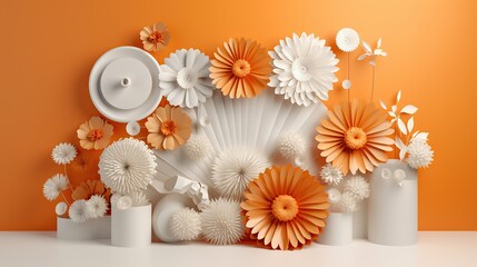 flowers decoration background 3D. Generative AI
