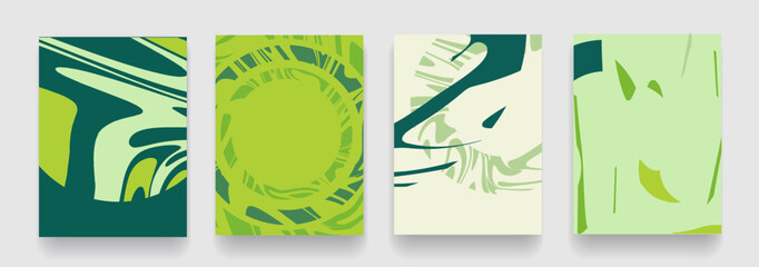 Green Background of Earth Day. Set Abstract liquid shapes for prints, flyers, covers, banners design. Organic elements world. Vector illustration
