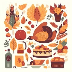 Vector illustration of thanksgiving invitation and greeting card, prints and posters.illustration