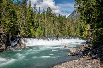 Montana Glacier National Park Waterfall 