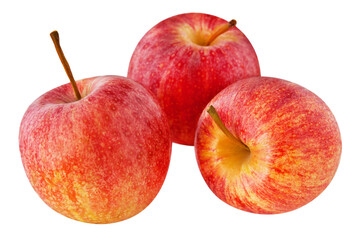 3 Apples isolated on transparent background PNG cut out