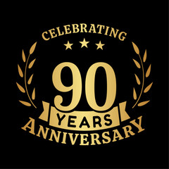 90th anniversary celebration design template. 90 years vector and illustration.