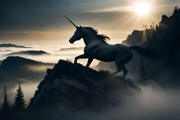 an unicorn on top of a hill
