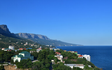 Fototapeta na wymiar View of Foros village and the Black Sea in Crimea