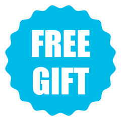 Special shopping FREE GIFT caption banner. White modern lettering sticker on blue. Good for promo poster,online shop backdrop,coupon,discount card or shopping stickers. Vector illustration.