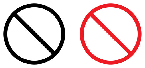 Set of ban symbols. Circle sign stop entry and slash line. Vector illustration isolated on white background - obrazy, fototapety, plakaty