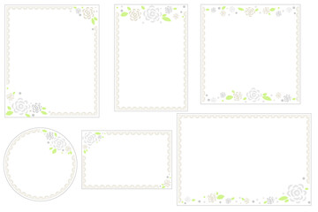set de ilustraciones vectoriales con tematica de flores blancas para invitaciones cartas o postales, papeleria plantilla