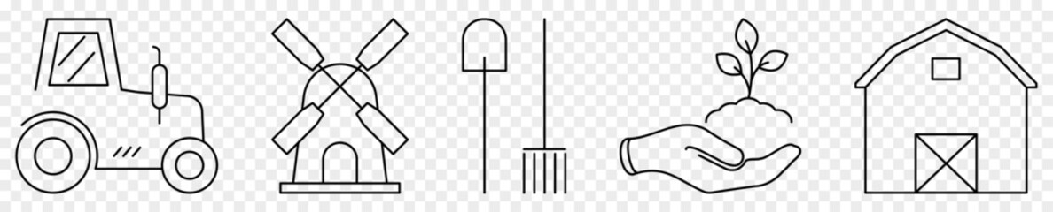 Agriculture line icons. Farm icon set. Vector illustration isolated on transparent background