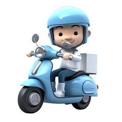 A courier rides a scooter to deliver goods, Generative AI