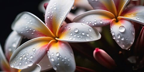 AI Generated. AI Generative. Plumeria frangipani flower close macro shot. Beautiful blossom spa relax vibe. Graphic Art