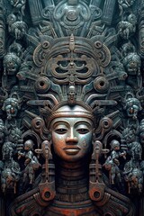 Obraz premium symmetrical mayan style and harmony artscape, surreal cover art, generative ai