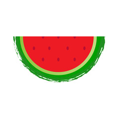 Slice Of Watermelon. Red Watermelon Sweet Fruit Vector Illustration