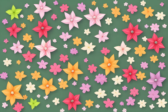 Papel de parede com flores desenho animado colorido divertido