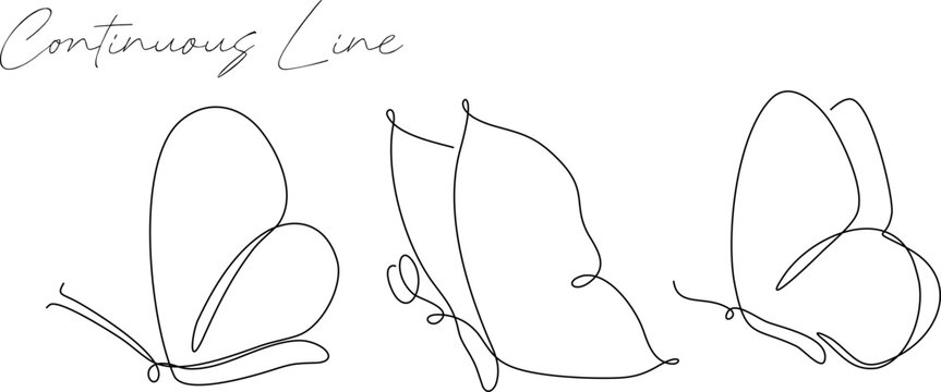 Butterfly continuous line drawing bundle set