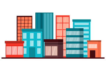 vector illustration of cityscape with colorful houses